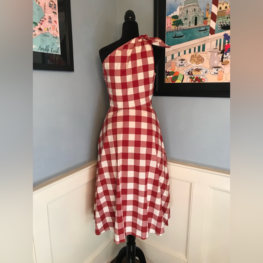 Kate Spade New York NWT Red and White Gingham Lava Falls Midi Dress Sz 14 - Picture 4 of 15